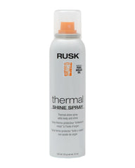 RUSK Thermal Shine Spray: botella visible, brillo y cuerpo para el peinado