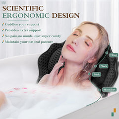 RUVINCE bath pillow headrest closeup reveals plush cushioning for head comfort