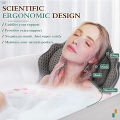 RUVINCE bath pillow neck support helps align spine during a calm soak