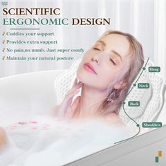 RUVINCE bath pillow neck support with plush padding for extended lounging.