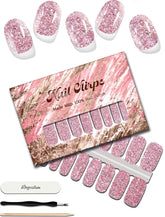 Ruyeefam tiras de esmalte purpurina rosado brillo para manicura rápida