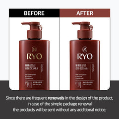 Acondicionador Ryo con cafeína para revitalizar raíces finas.