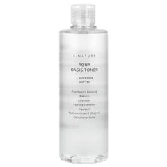 Tónico S.NATURE Aqua Oasis Toner en botella, hidratación suave para pieles sensibles.
