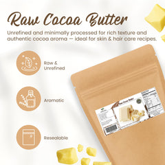 Saaqin Cocoa Butter chunks in resealable bag preserving freshness for long-term use