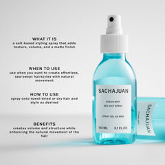 SACHAJUAN Ocean Mist aplicándose en cabello húmedo para crear ondas naturales