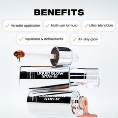 Sacheu Liquid Glow Stay-N swatch on cheek shows radiant, sheer warmth.
