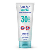 Safe Sea Óxido de Zinc frente de botella con acabado claro.