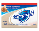 Safeguard antibacterial bath bar soap pack of 4 bars for whole family germ protection