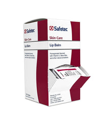 Bálsamo labial Safetec granada, envase visible para hidratación diaria