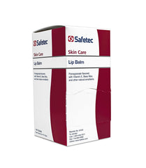 Textura cremosa del bálsamo Safetec granada para labios secos