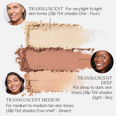 Saie Airset powder on skin absorbs oil for balanced matte