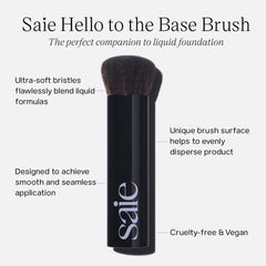 Close-up of Saie Base Brush's tapered bristles for precise coverage.