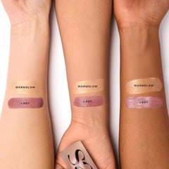 Close-up of Dew Blush on cheek delivering buildable color and glow.