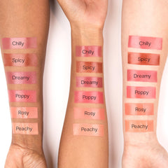 Saie Dew Liquid Blush close-up texture, creamy and smooth.