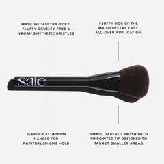 Saie Powder Blush Brush aluminum handle for precise, brush-stroke control