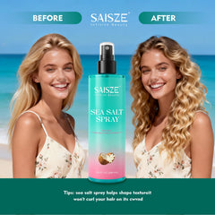 SAISZE Sea Salt Spray on curls provides grip without sticky residue