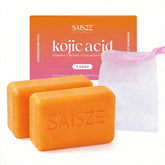 SAISZE turmeric kojic soap bar front view highlighting brightening potential