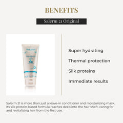 Hidratación profunda con SALERM 21 para cabello suave.