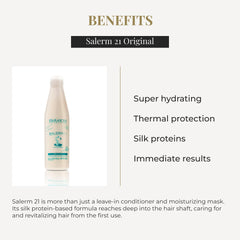 SALERM 21 proteina seda aplicación: desenredado suave para cabello liso y rizado
