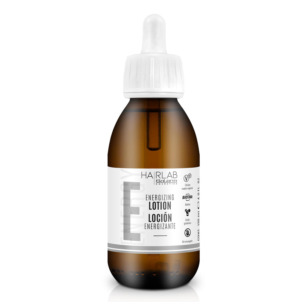 Salerm Hairlab Energizing Lotion bottle, a non-rinse scalp treatment for fine hair to support healthy growth.