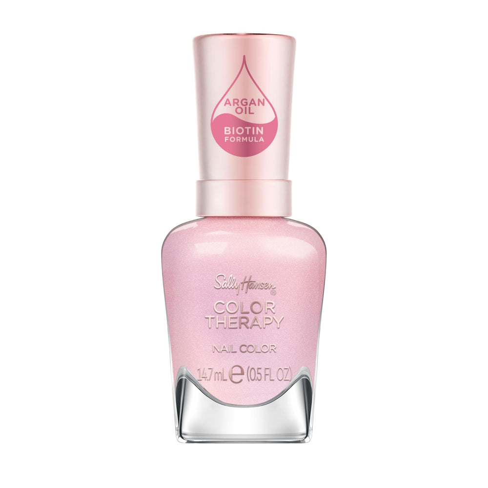 Sally Hansen Color Therapy Staycation Pink I'll Sleep In bottle close-up showing glossy salon finish.