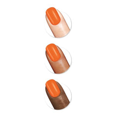 Nail swatch shows burnt orange Time Warmth with glossy finish
