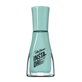 Sally Hansen Insta-Dri Cool Mint Blue bottle front showing fast-drying polish in action