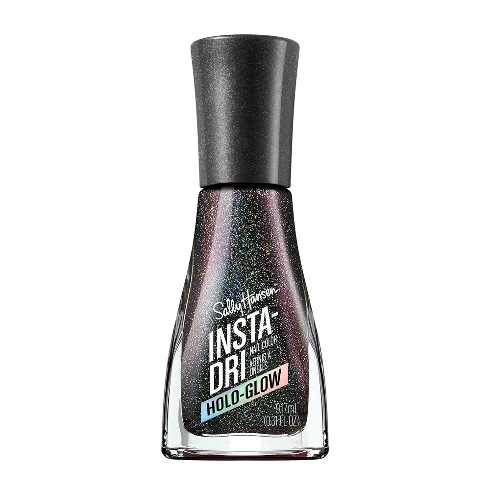 Sally Hansen Insta-Dri Holo-Glow Chrome Zone bottle with holographic silver finish.