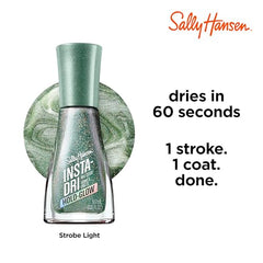 Shimmer particles of Sally Hansen Insta-Dri Holo-Glow catch the light.