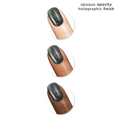 Sally Hansen Insta-Dri Holo-Glow swatch on nail shows opaque shimmer.