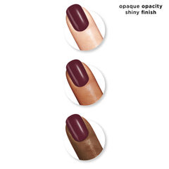 Sally Hansen Insta-Dri Zip Wine swatch reveals deep opaque red shade.