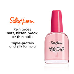 Sally Hansen nail strengthener coat in action protects nails from breaking while helping growth.