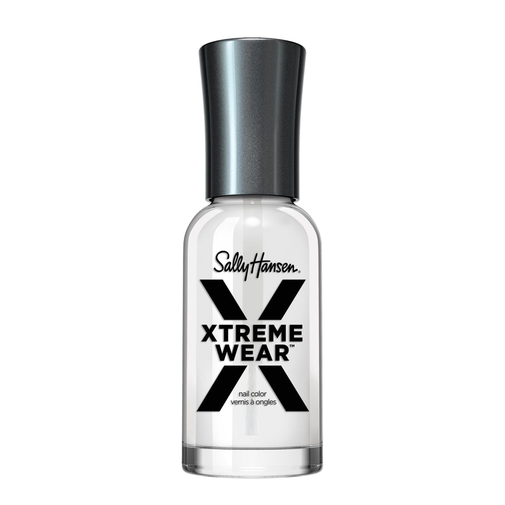 Sally Hansen Xtreme Wear invisible nail polish bottle close-up, long-lasting shine.