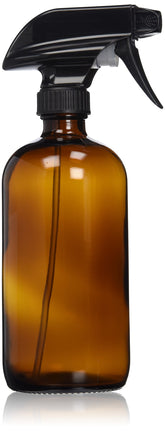 Sally's Organics amber-glass-spray-bottle protecting cleaners from UV light