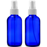 Sally's Organics empty blue glass spritzer 4oz pack two for travel-friendly storage.