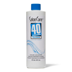 Salon Care 40 Volume Clear Developer bottle ready for maximum lift in a pro setting.