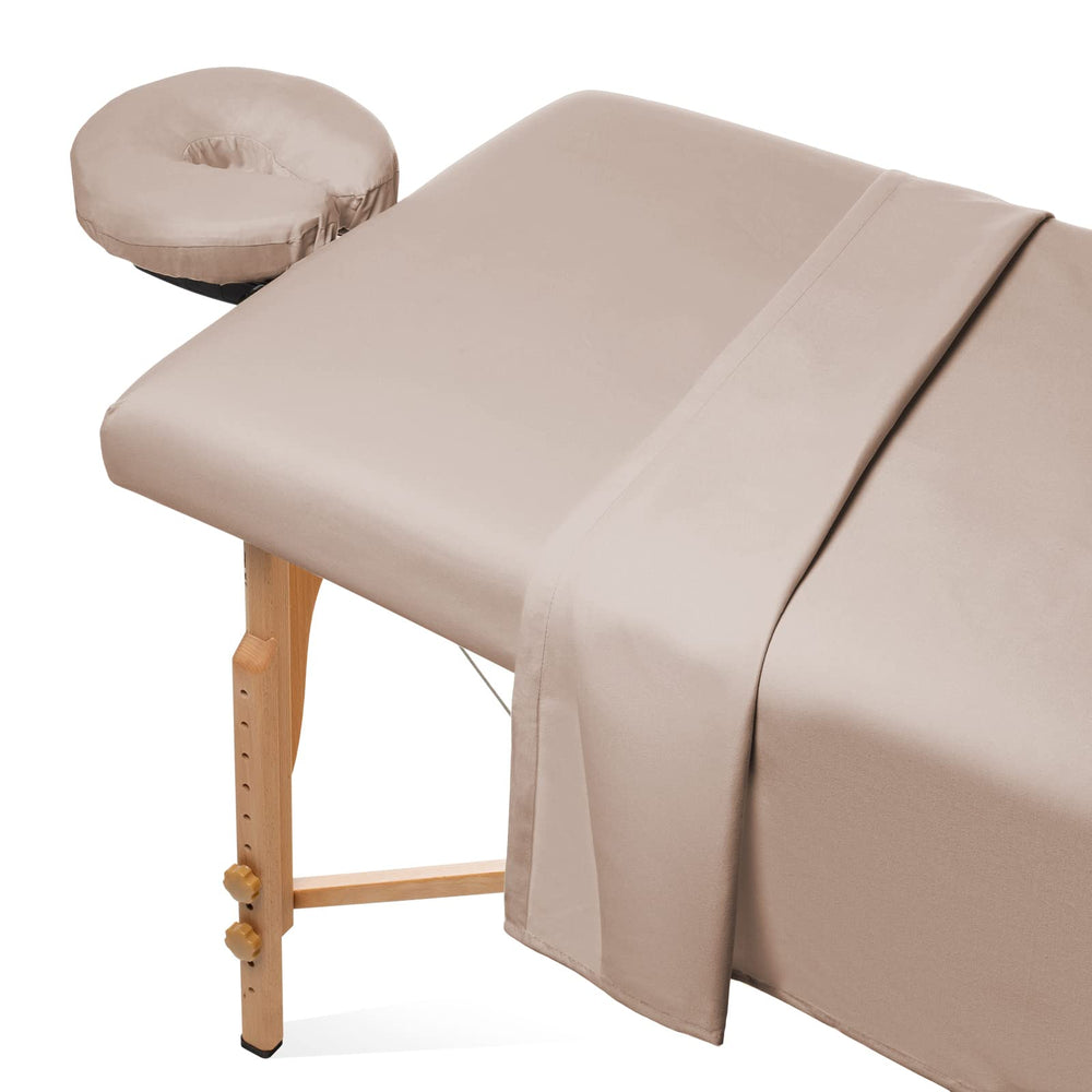 Saloniture flat sheet on a massage table showing breathable, soft microfiber comfort