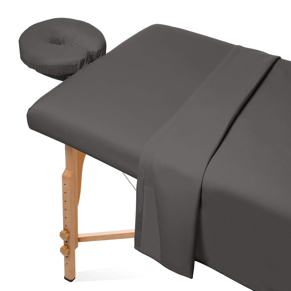 Saloniture microfiber massage table flat sheet provides soft comfort and full coverage.