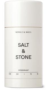 Salt & Stone deodorant Neroli Basil label close-up showing natural formula.
