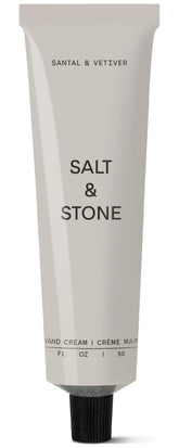 Salt & Stone hand cream in Santal Vetiver 2oz bottle ready for daily use, hydrating on contact