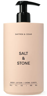 Salt & Stone Saffron & Cedar bottle front for daily hydration.