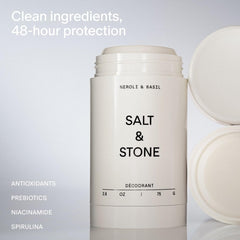Salt & Stone Santal & Vetiver deodorant, deep woody notes for balanced wear.