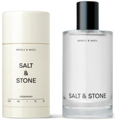 Salt & Stone Signature Scent Duo Set display with aluminum-free deodorant and hydrating body mist.