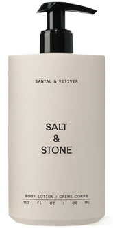 Salt & Stone body lotion bottle with Santal & Vetiver scent for everyday hydration