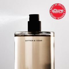 Salt & Stone Body Mist saffron cedar spray showing light, refreshing aroma.