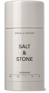 Salt & Stone desodorante sin aluminio, vista frontal del envase, protección duradera.