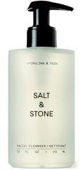 Salt & Stone facial cleanser bottle pour for easy daily cleansing.