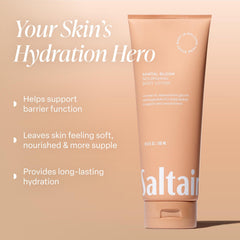 Close-up texture of Saltair Santal Bloom cream for rich moisture.