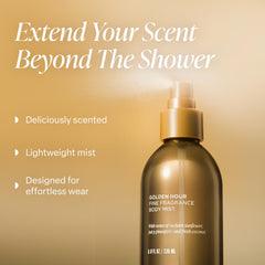 Saltair Body Mist spray application demonstrates light fragrance for daily wear.