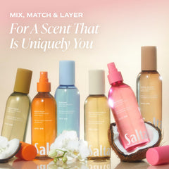 Saltair Body Mist notes pineapple and coconut brighten the day with a tropical vibe.